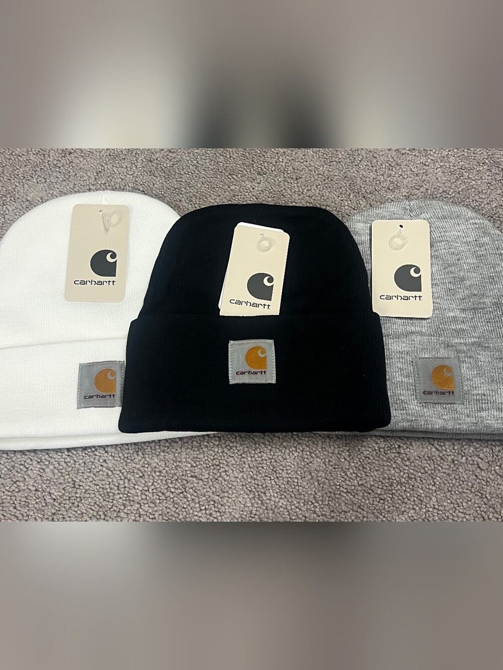 3 New Carhartt Cuffed Watch Hat with Gold Logo Patch Family 3 Pack